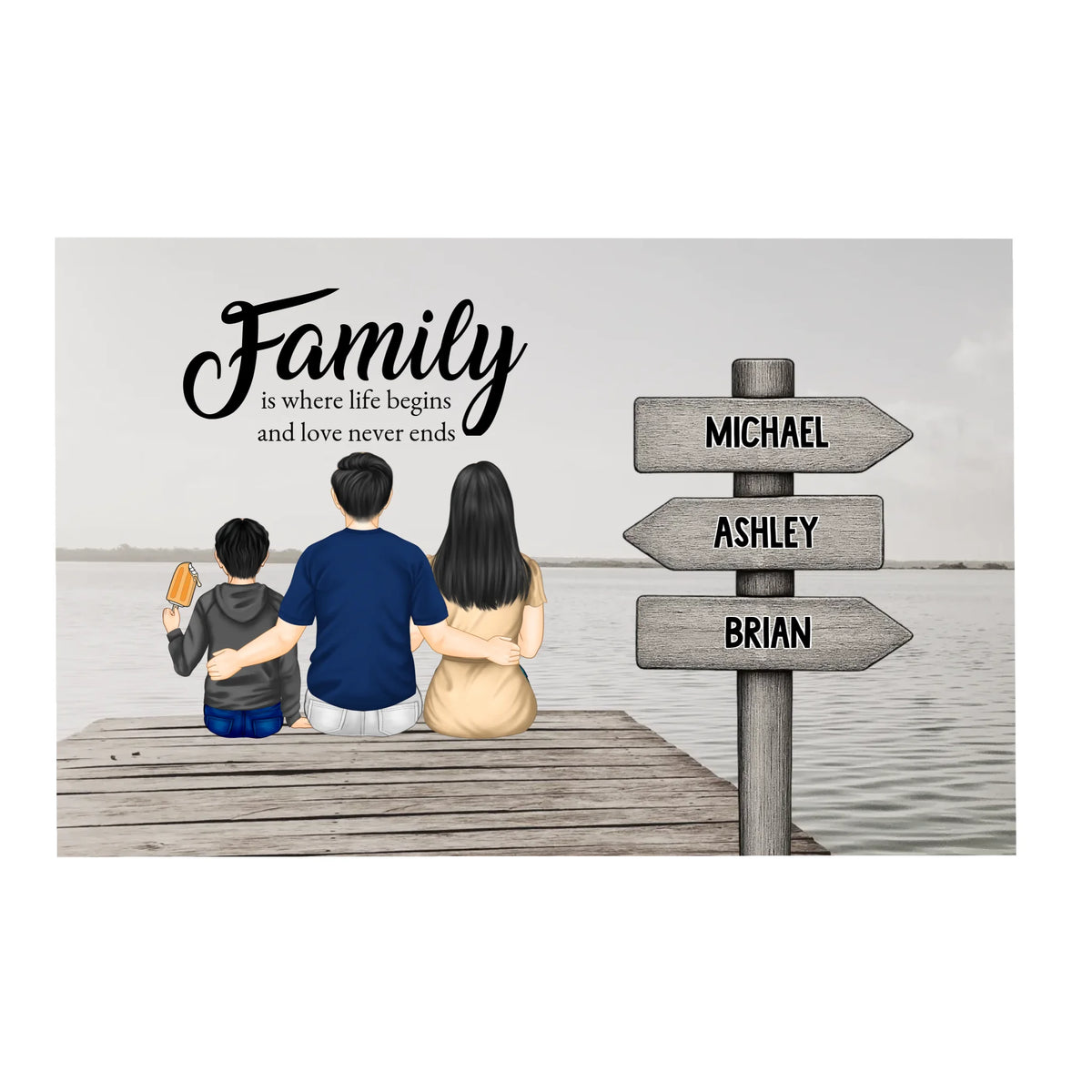 Family is where life begins  and love never ends - Personalized Canvas