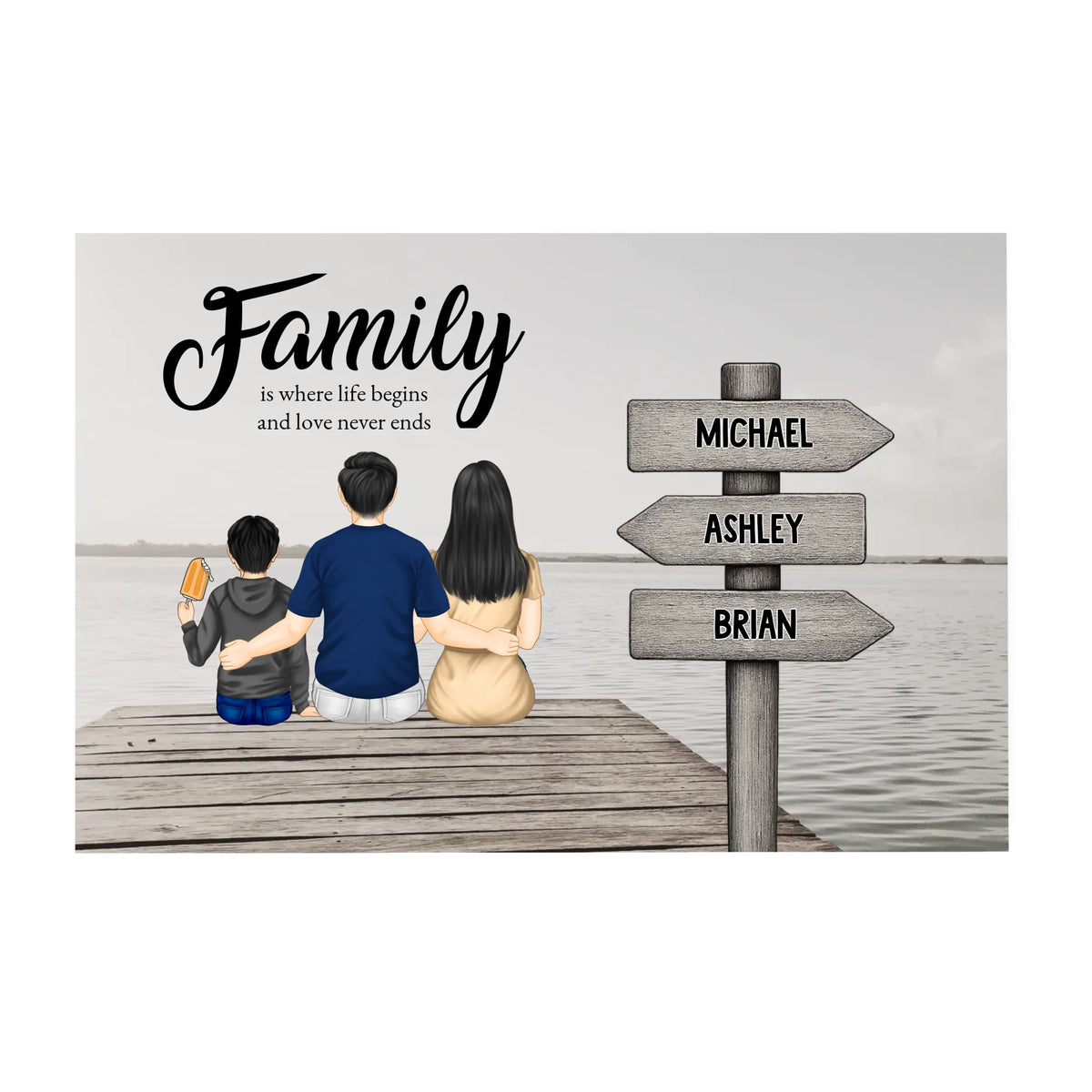 Family is where life begins  and love never ends - Personalized Canvas