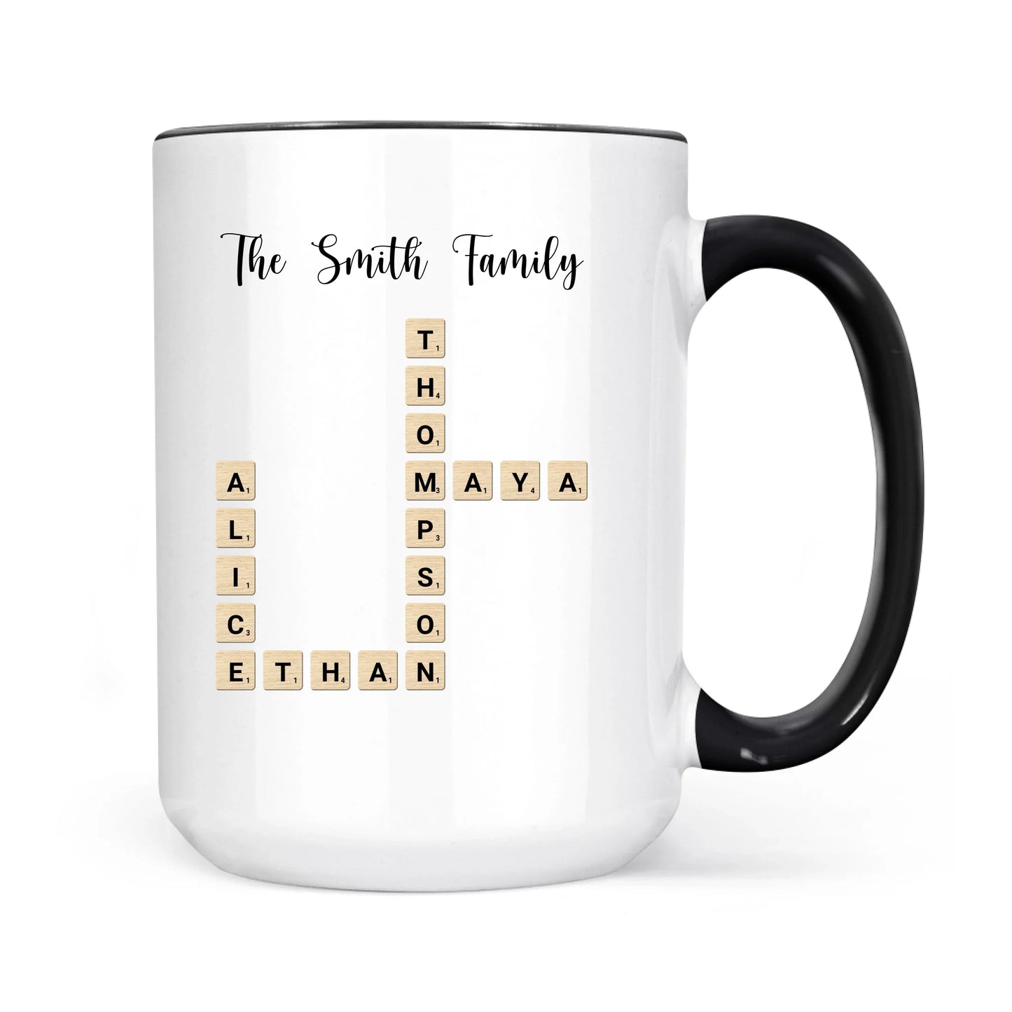 Custom Text Create Your Own Crossword Puzzle - Personalized Custom Mug - Gift For Family Members, Friends