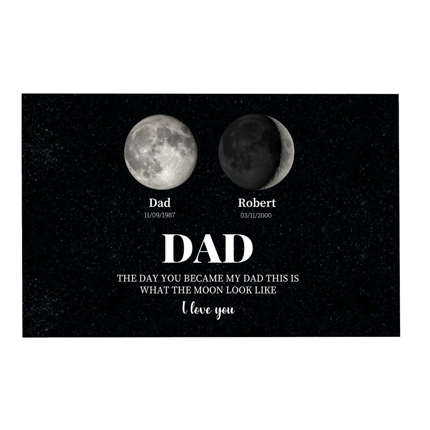 The Day You Became My Dad - Moon phase Personalized Canvas - Gift For Dad