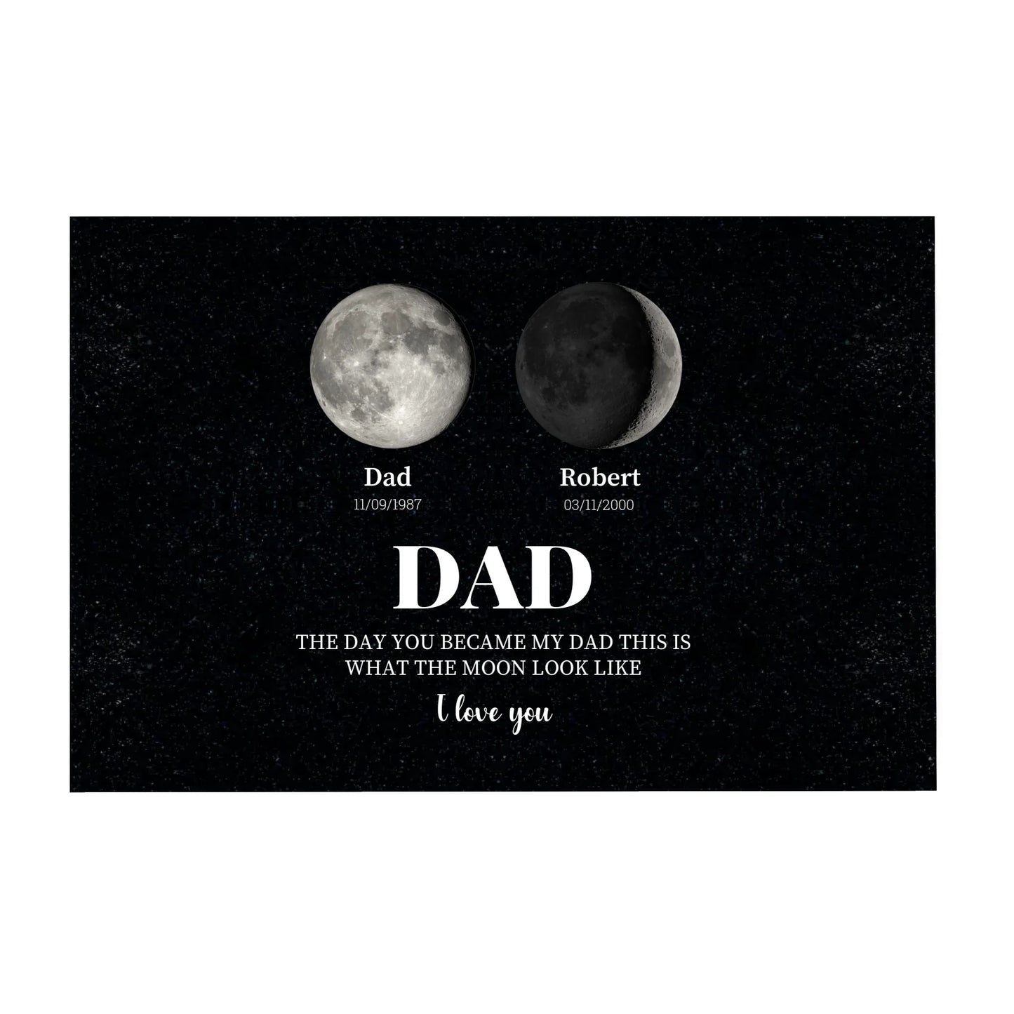 The Day You Became My Dad - Moon phase Personalized Canvas - Gift For Dad