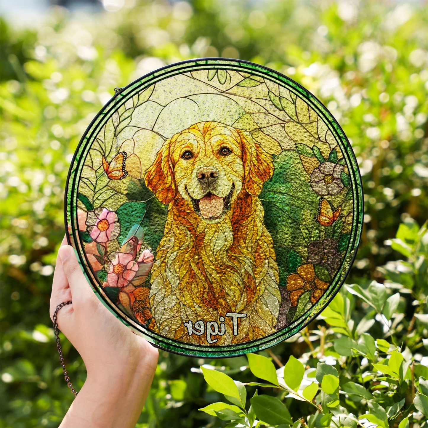 Custom Photo Window Hanging Stained Glass Ornament - Personalized Dog Memorial Sympathy Gifts For Dogs - Furry Friend