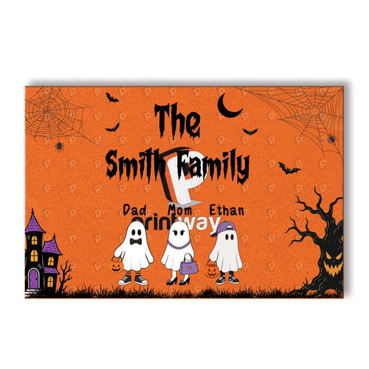 Personalized Family Ghost Halloween Doormat - Custom Members Family - Gift For The Halloween Holiday