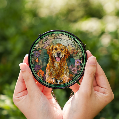 Custom Photo Window Hanging Stained Glass Ornament - Personalized Pet Memorial Sympathy Gifts For Dogs - Furry Friend
