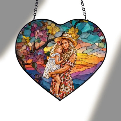 Custom Photo Stained Glass Portrait Mom Grandma Parents Family - Personalized Window Hanging Suncatcher Ornament