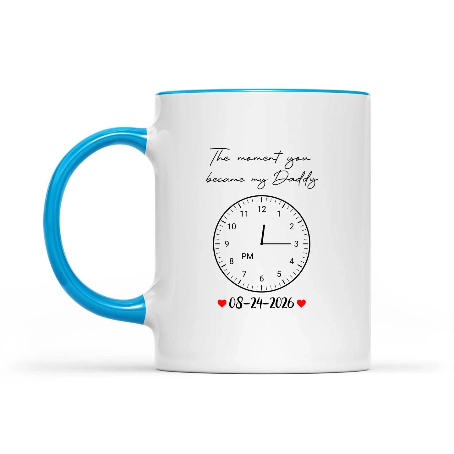 Custom Photo Realistic Watercolor Art The Moment You Became My Daddy Mommy Date And Time - Personalized Pottery Mug