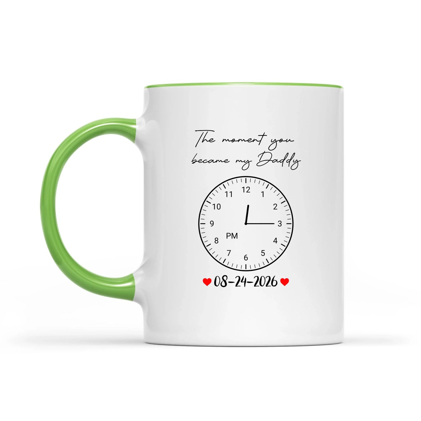 Custom Photo Realistic Watercolor Art The Moment You Became My Daddy Mommy Date And Time - Personalized Pottery Mug