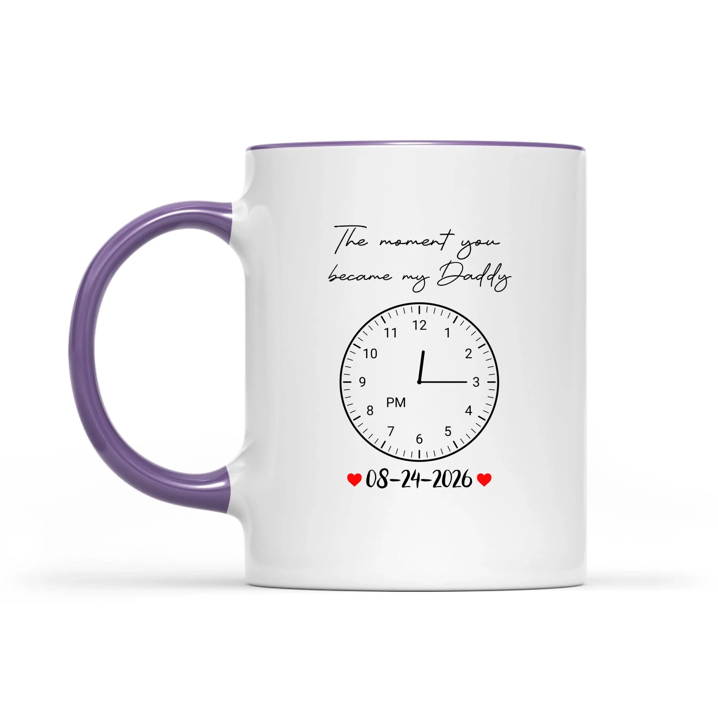 Custom Photo Realistic Watercolor Art The Moment You Became My Daddy Mommy Date And Time - Personalized Pottery Mug