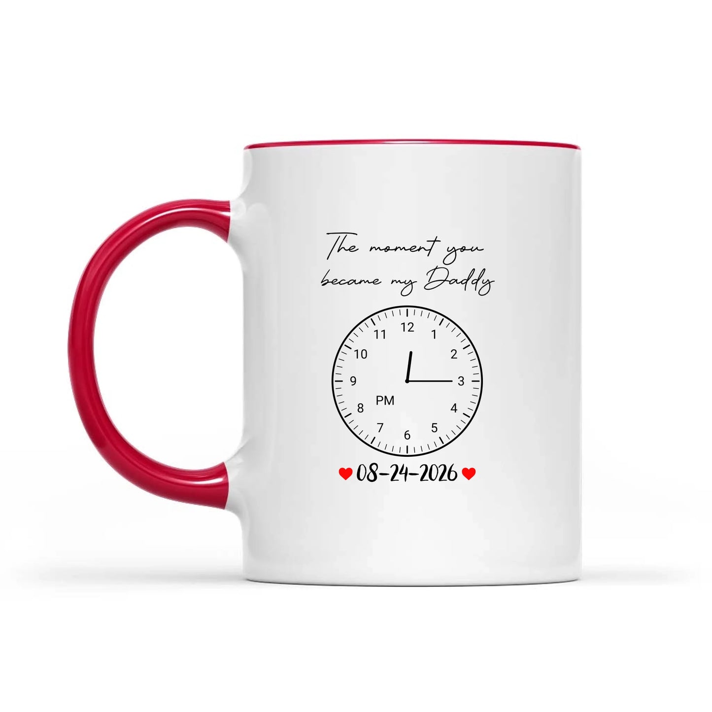 Custom Photo Realistic Watercolor Art The Moment You Became My Daddy Mommy Date And Time - Personalized Pottery Mug