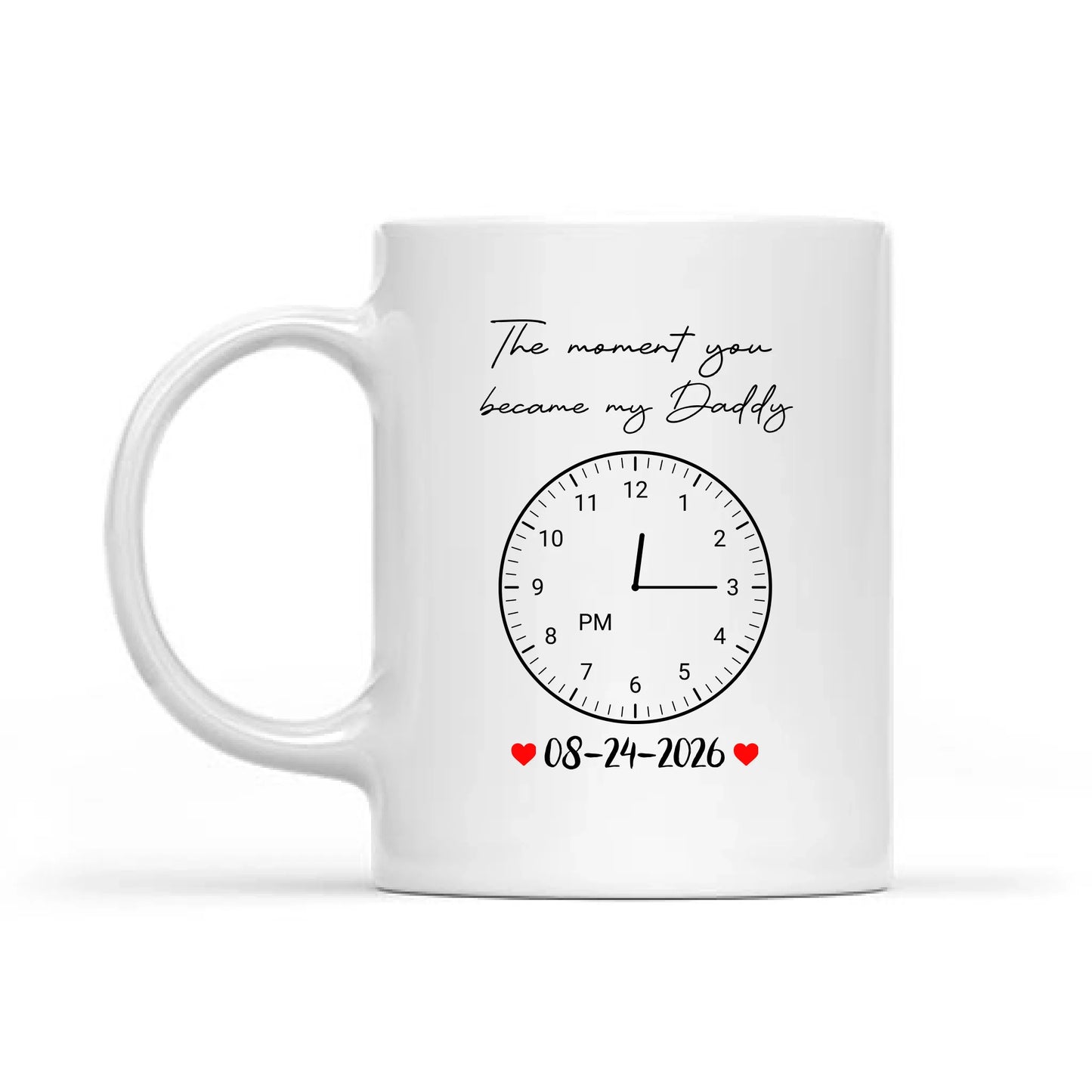 Custom Photo Realistic Watercolor Art The Moment You Became My Daddy Mommy Date And Time - Personalized Pottery Mug