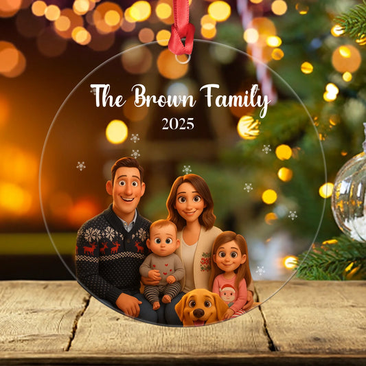 Family Christmas Ornament - Personalized Family Photo Ornament