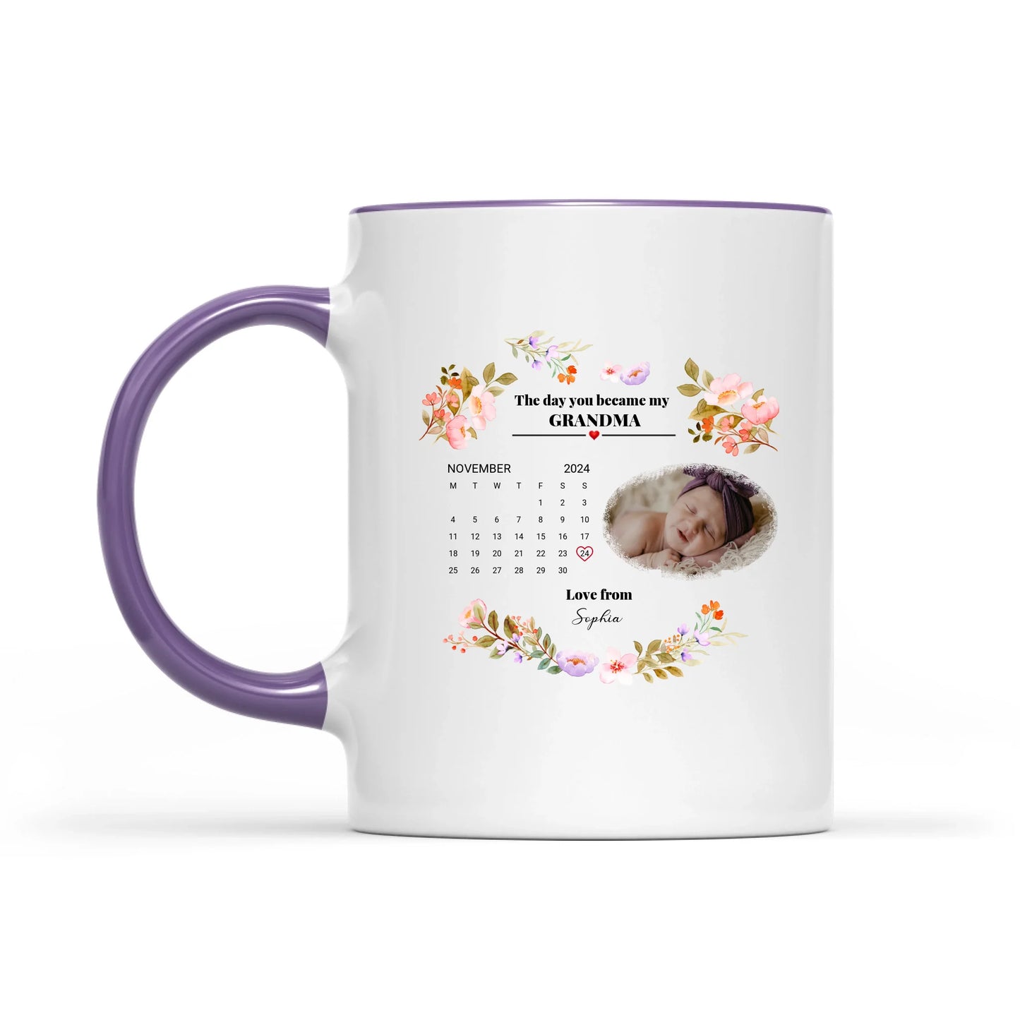 The Day You Became My Mommy, Daddy, Grandparents - Personalized Photo Baby Mug