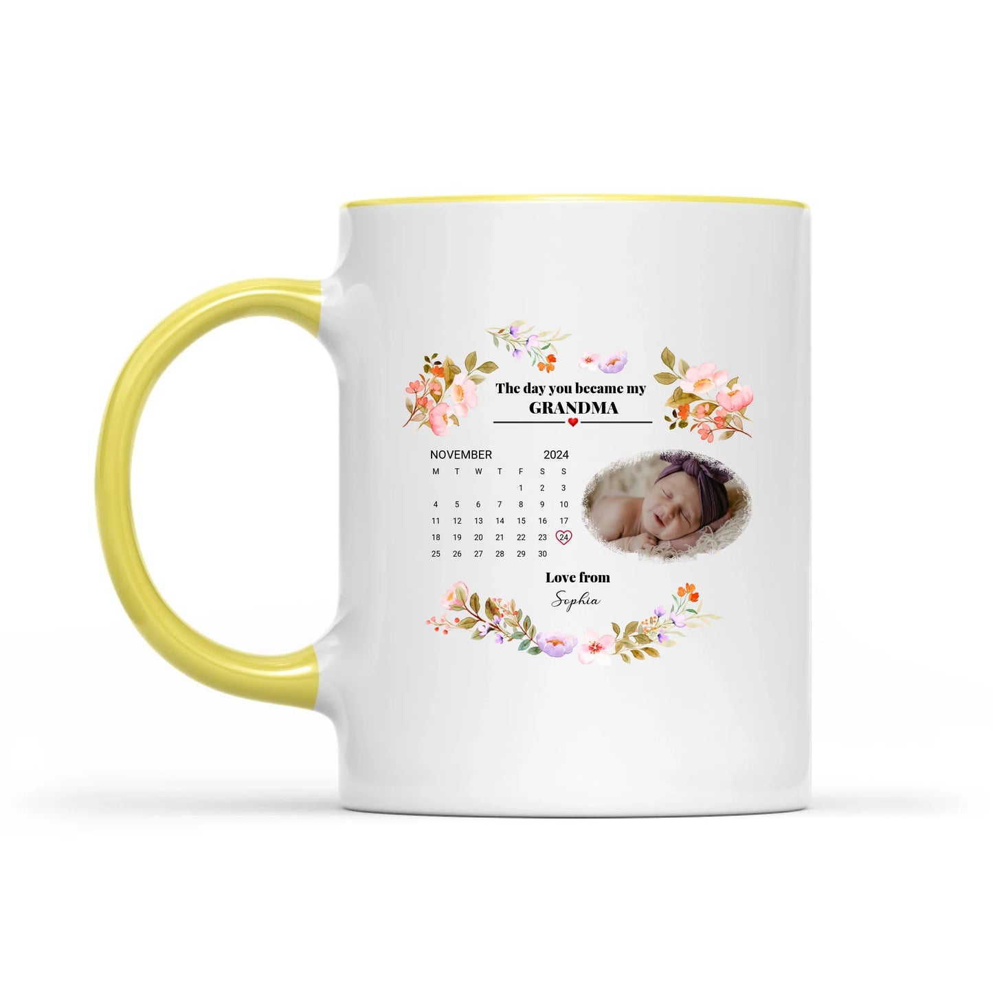 The Day You Became My Mommy, Daddy, Grandparents - Personalized Photo Baby Mug