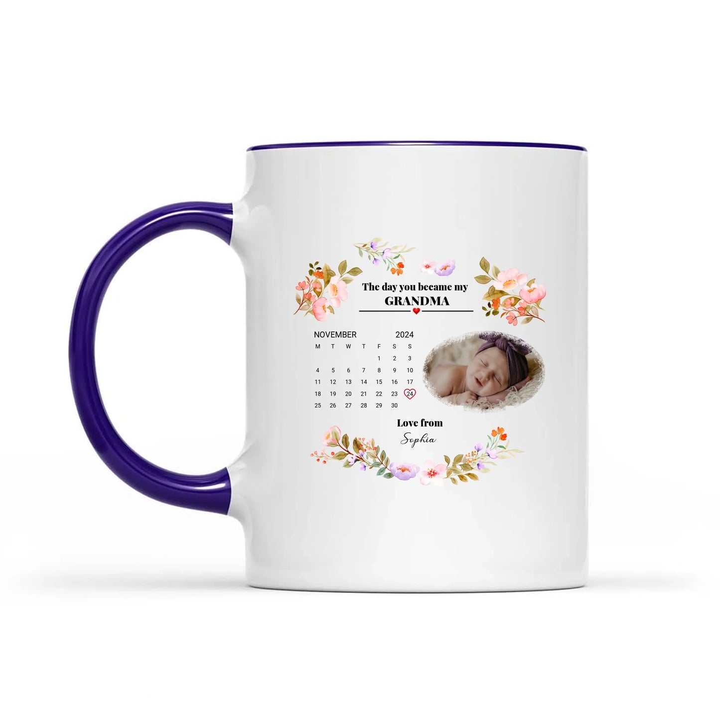 The Day You Became My Mommy, Daddy, Grandparents - Personalized Photo Baby Mug