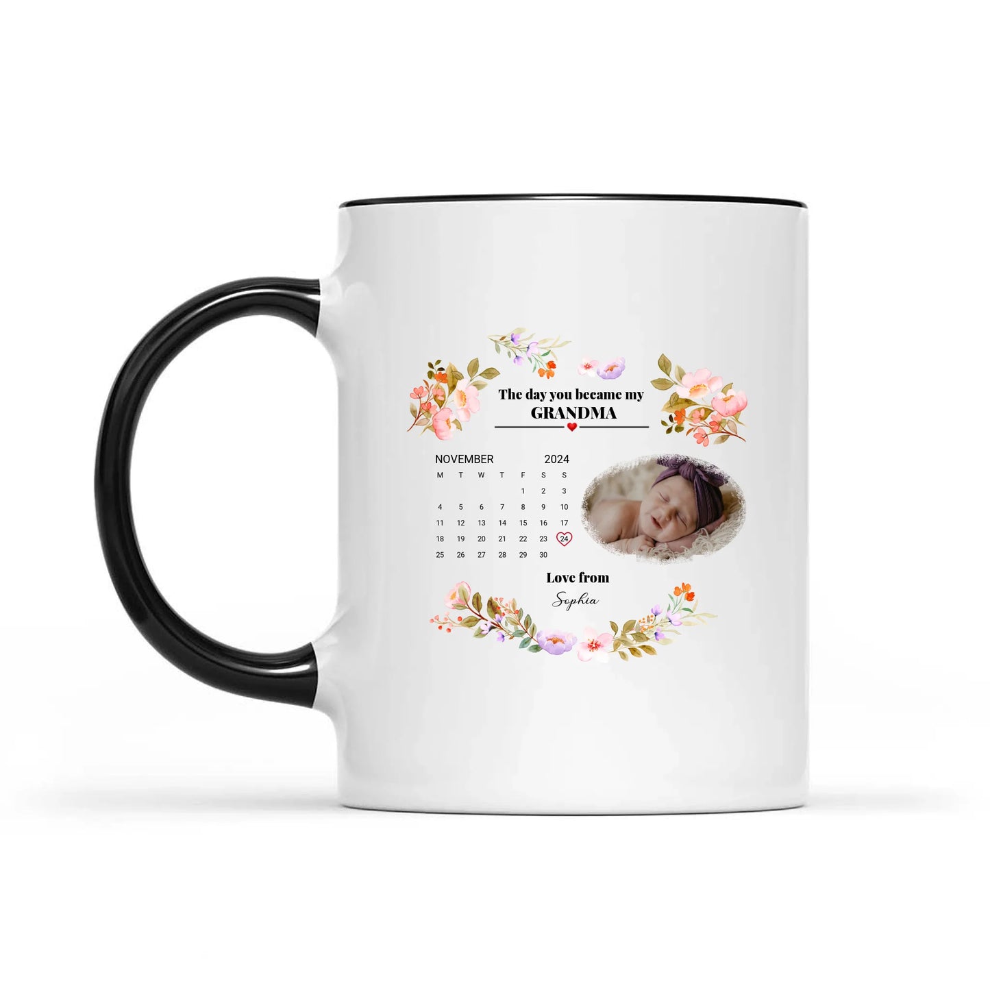 The Day You Became My Mommy, Daddy, Grandparents - Personalized Photo Baby Mug