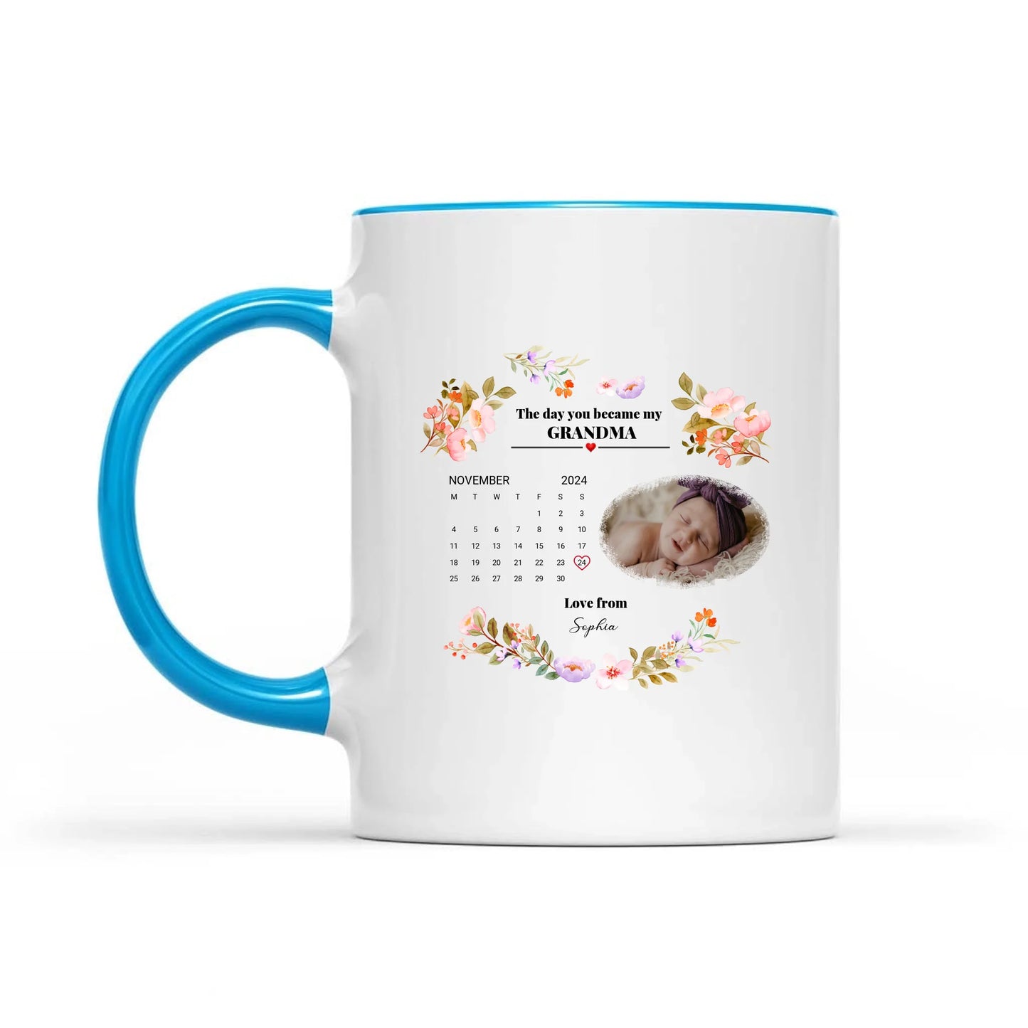 The Day You Became My Mommy, Daddy, Grandparents - Personalized Photo Baby Mug