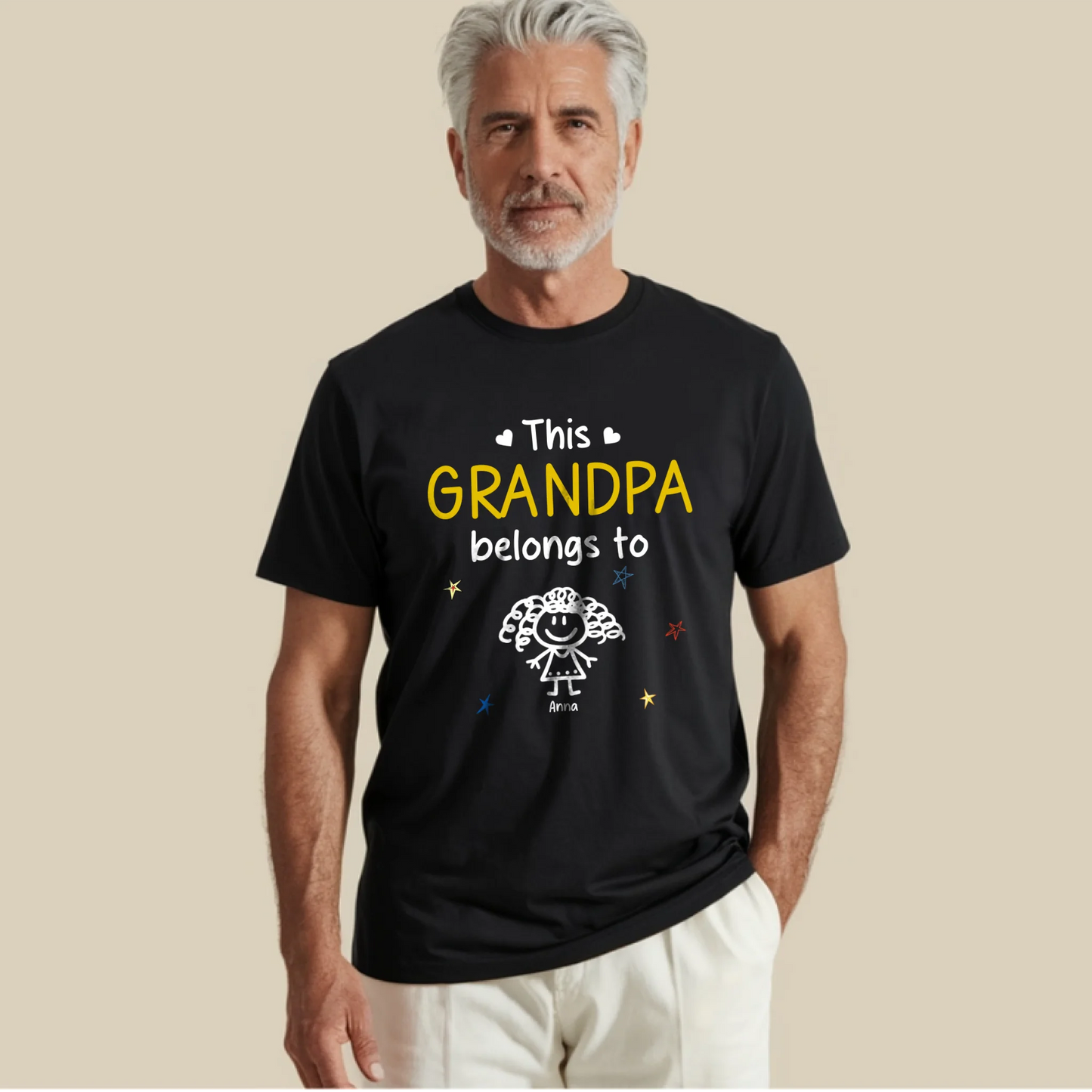 This Grandpa Belongs To Kid Stick Figures - Personalized T-Shirt