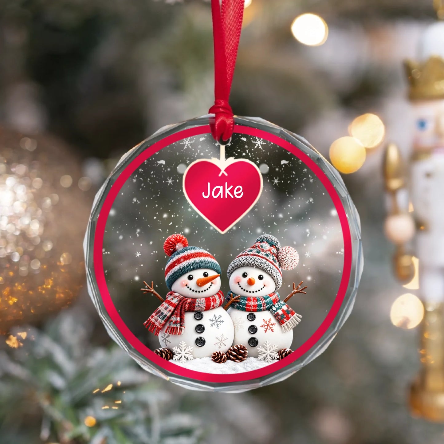 Snowman Parents And Children Christmas - Custom Number Of Family Members Circle Ornament