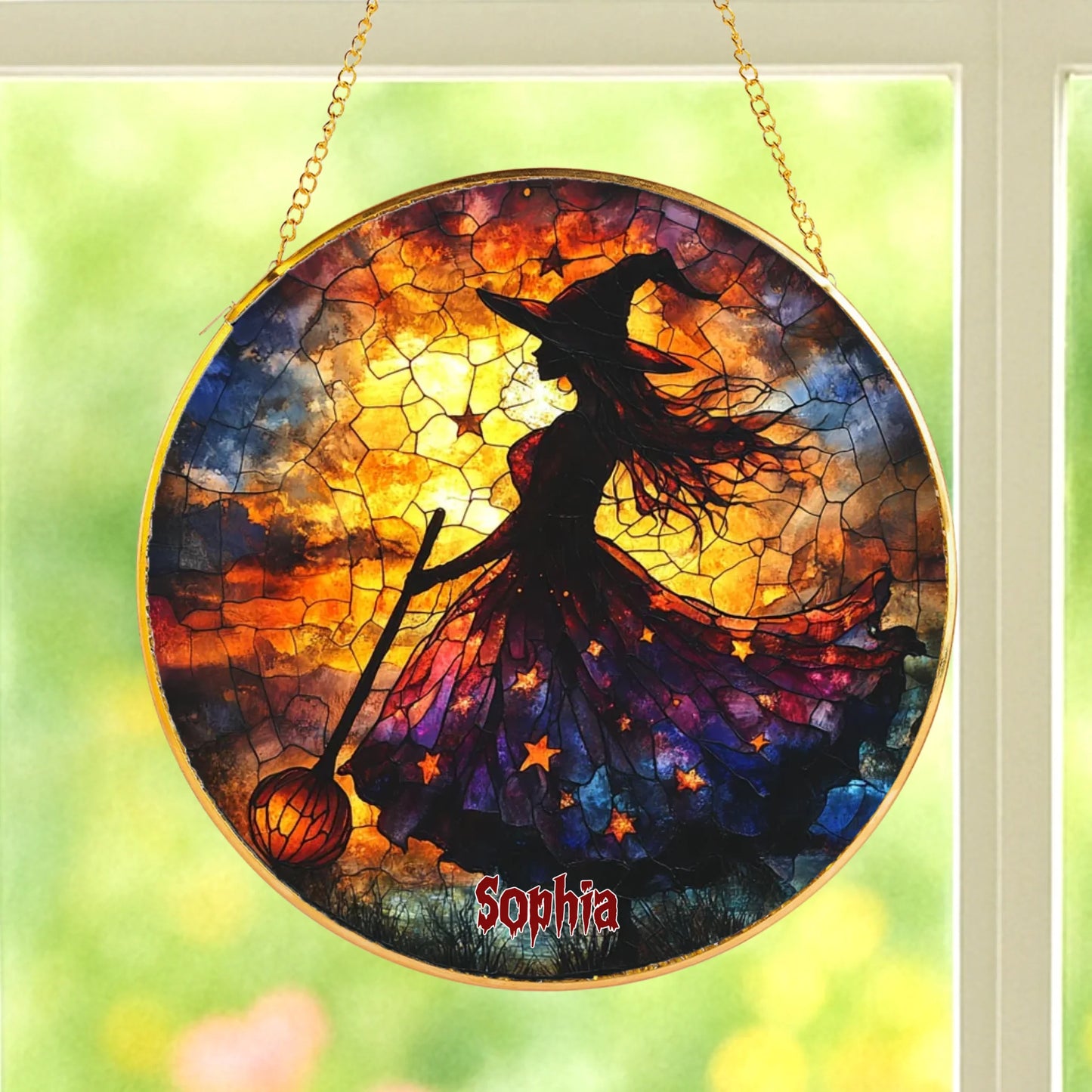 Halloween Witch - Personalized Window Stained Glass