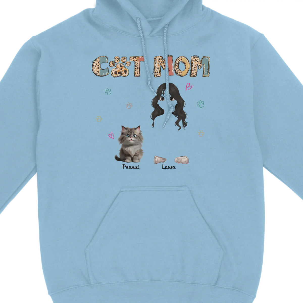 Cat Mom And Her Cat - Custom Mother And Cat - Gift For Mother's Day And Cat Lovers - Personalized Pullover Hoodie
