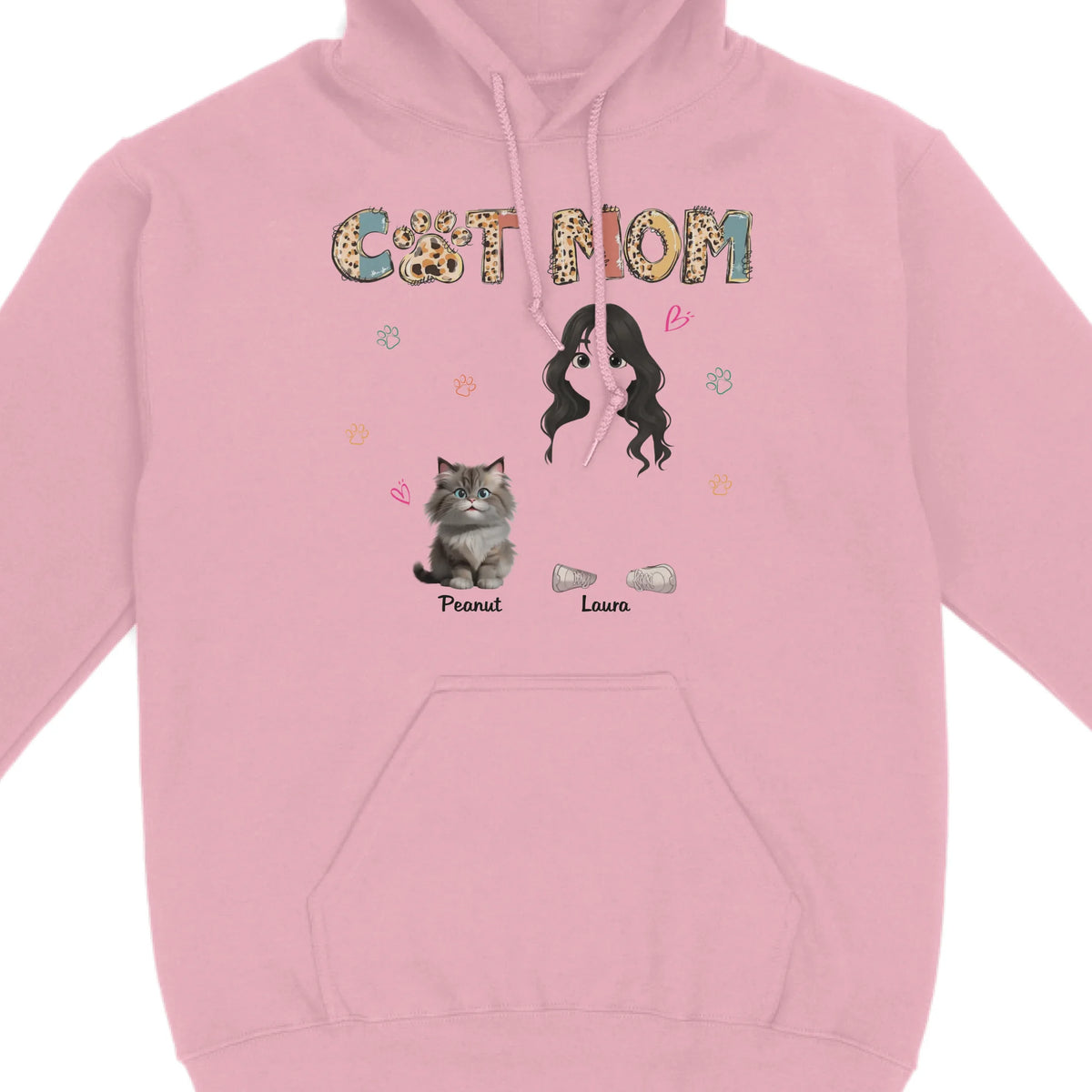 Cat Mom And Her Cat - Custom Mother And Cat - Gift For Mother's Day And Cat Lovers - Personalized Pullover Hoodie