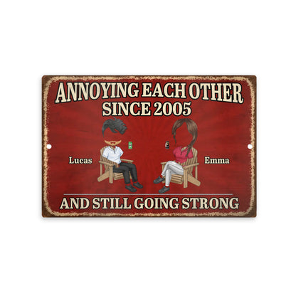 Personalized Couple Home Decor Metal Sign - Anniversary Wedding Gifts For Husband And Wife, Him And Her - Always Better Together