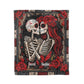 Personalized Skeleton Couple Blanket – Custom Names Gothic Skull Lovers, Red Rose Romantic Couple - Halloween Gifts For Couples