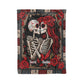 Personalized Skeleton Couple Blanket – Custom Names Gothic Skull Lovers, Red Rose Romantic Couple - Halloween Gifts For Couples