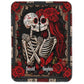 Personalized Skeleton Couple Blanket – Custom Names Gothic Skull Lovers, Red Rose Romantic Couple - Halloween Gifts For Couples
