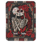 Personalized Skeleton Couple Blanket – Custom Names Gothic Skull Lovers, Red Rose Romantic Couple - Halloween Gifts For Couples