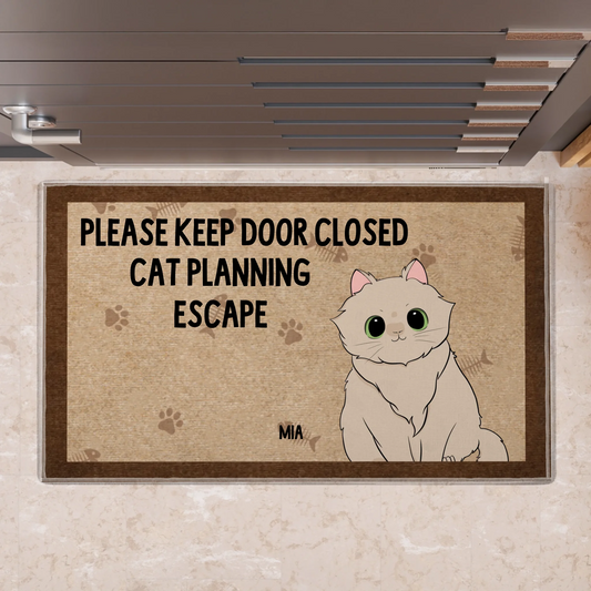 Cartoon Cats Planning Escape - Gift For Cat Lovers - Personalized Doormat