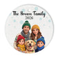 3D Effect Family Christmas Ornament - Personalized Family Photo Circle Ceramic Ornament