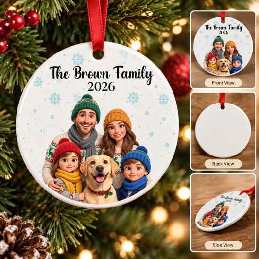 The Brown Family Christmas Ornament Mockup