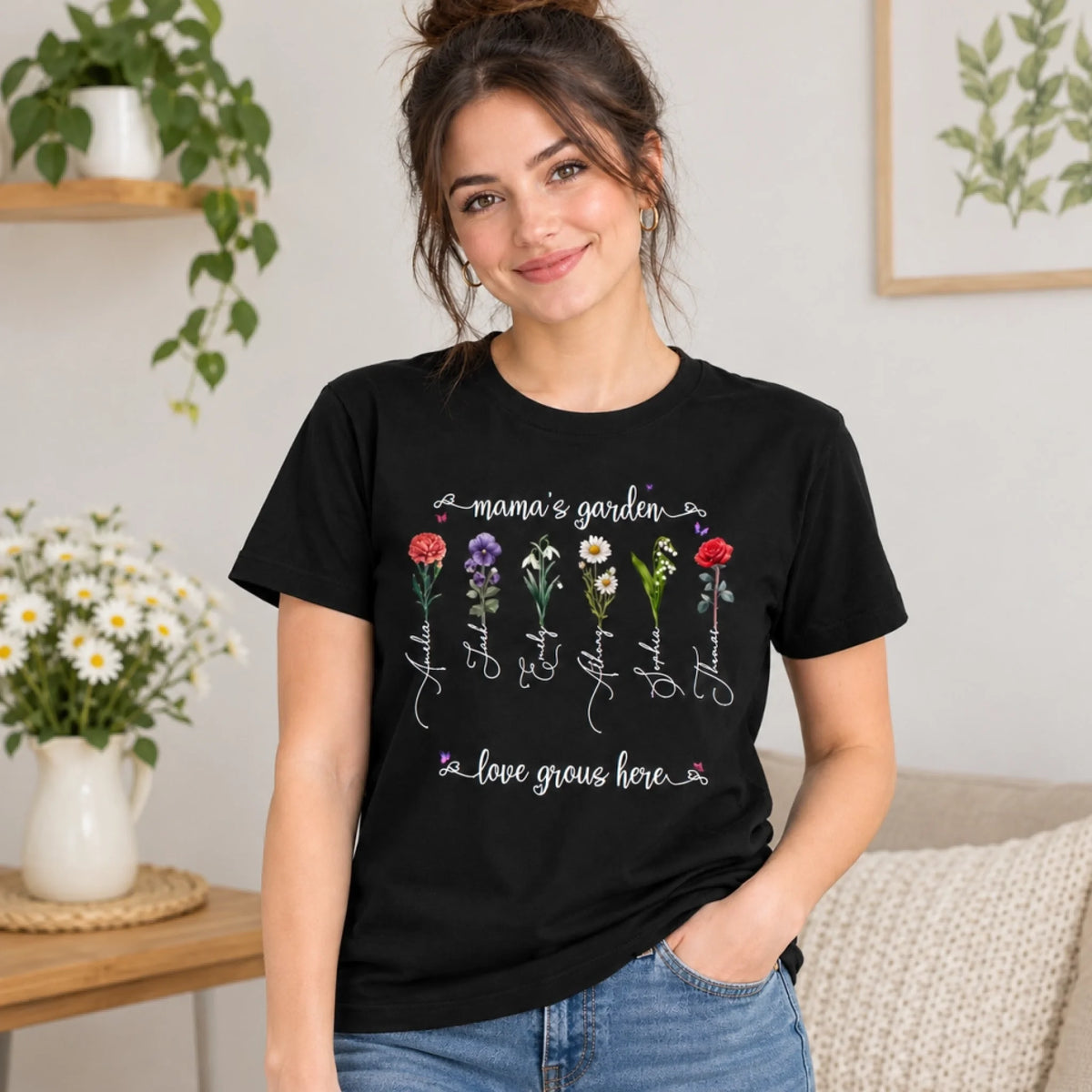 Mama’s Garden Floral T-Shirt Portrait