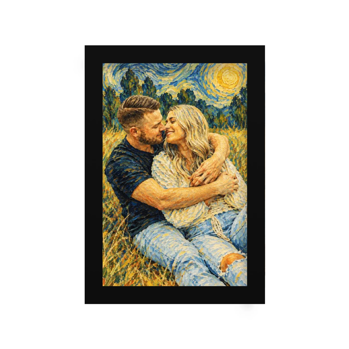 Personalized Van Gogh Art Style Photo Couple Portrait Canvas - Gift For Couple