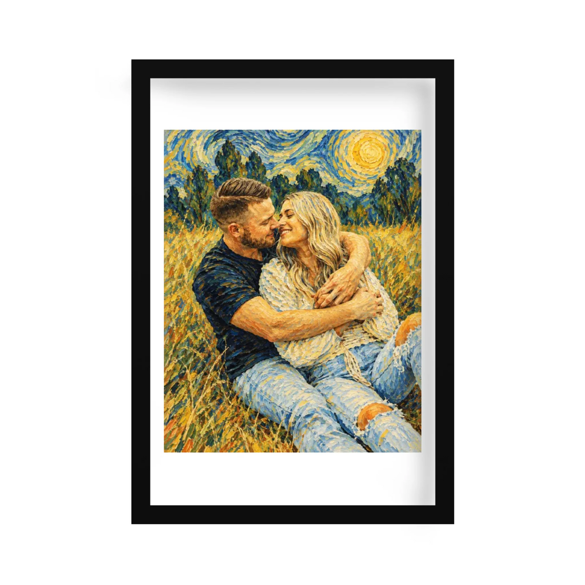 Personalized Van Gogh Art Style Photo Couple Portrait Canvas - Gift For Couple