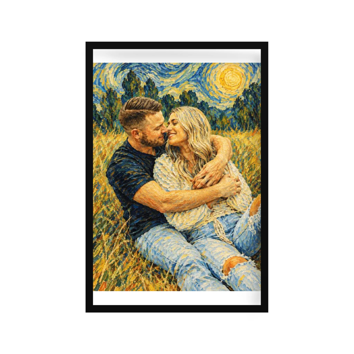 Personalized Van Gogh Art Style Photo Couple Portrait Canvas - Gift For Couple
