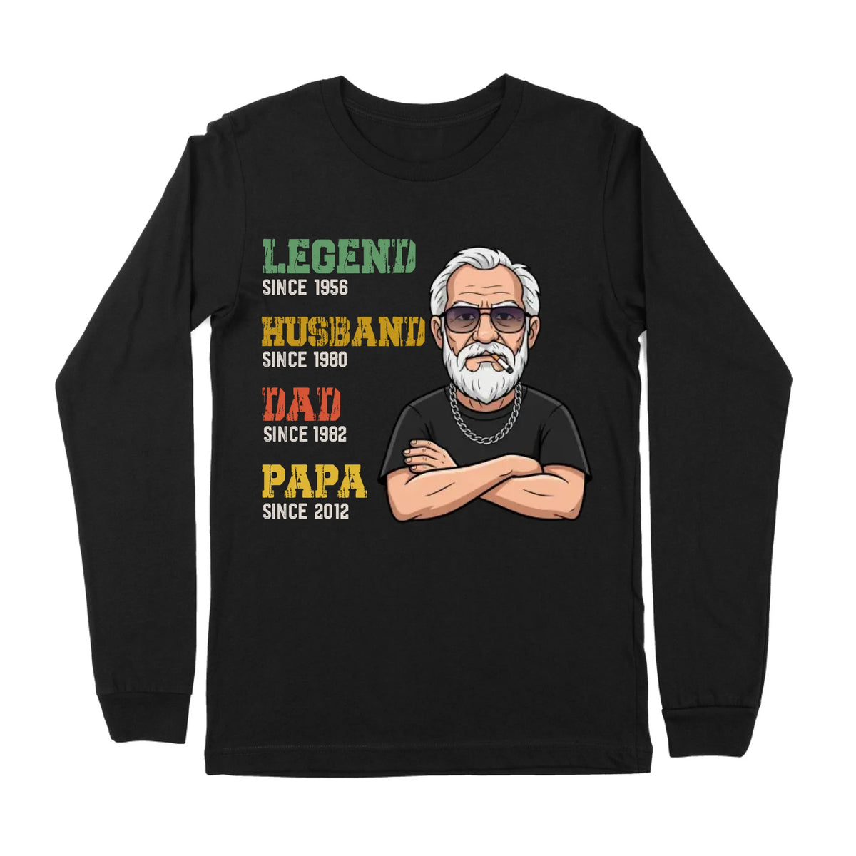 Personalized Papa Long Sleeve Shirts - Legend Husband Dad Papa Shirt, Gift For Dad & Grandpa