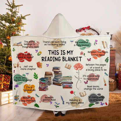 This Is My Reading Blanket Birth Month Flower - Personalized Wearable Hooded Blanket