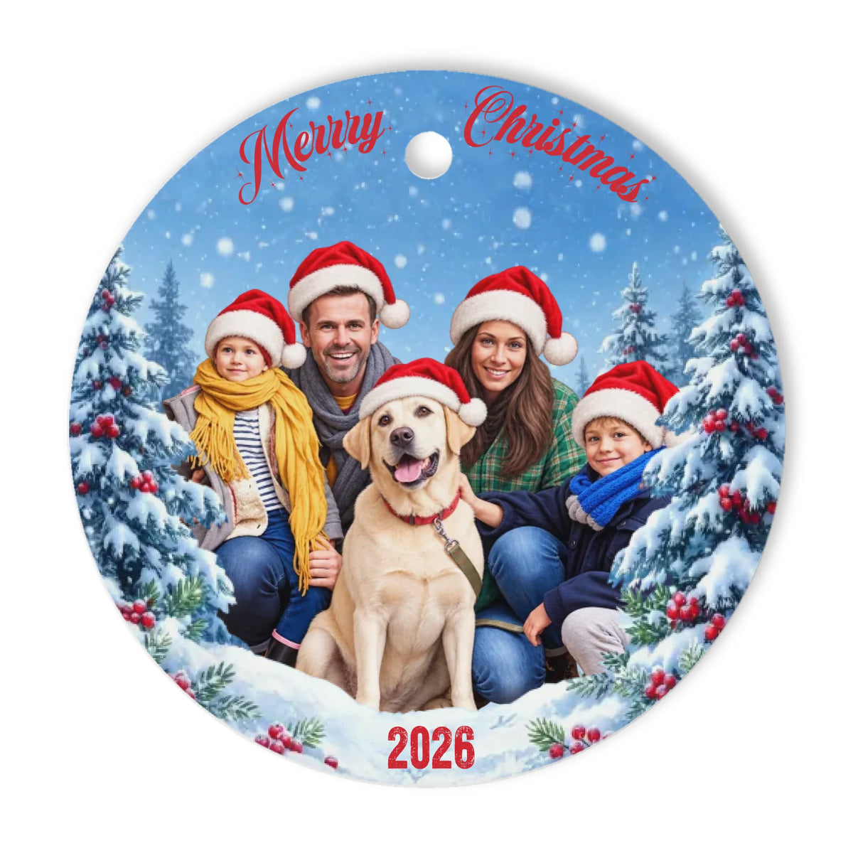 Custom Photo Christmas Family Year Keepsake Gifts - Personalized Ceramic Ornament - Merry Moments Together