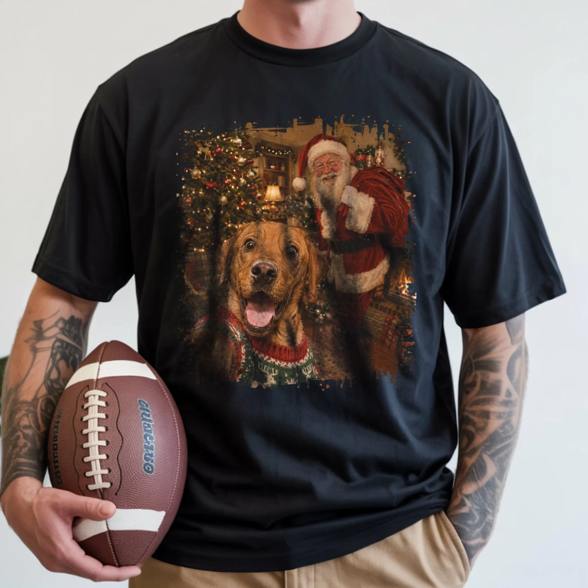 Christmas Dog Funny Selfies With Santa - Personalized Dog T-shirt, Gift For Dog Lover