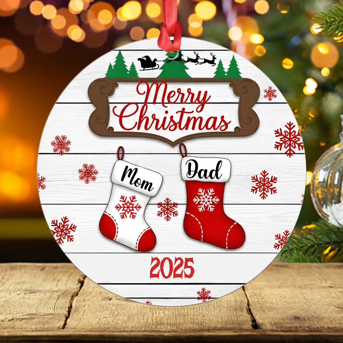 Merry Christmas Family Custom Name Ornament Christmas Gift