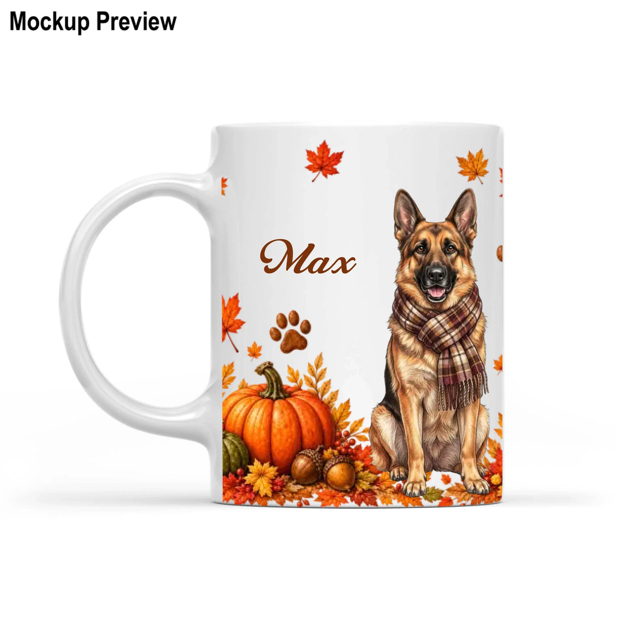 Personalized Autumn Dog Mug – Custom Pet Portrait Gift for Dog Lovers, Fall Coffee Mug
