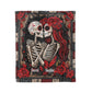 Personalized Skeleton Couple Blanket – Custom Names Gothic Skull Lovers, Red Rose Romantic Couple - Halloween Gifts For Couples
