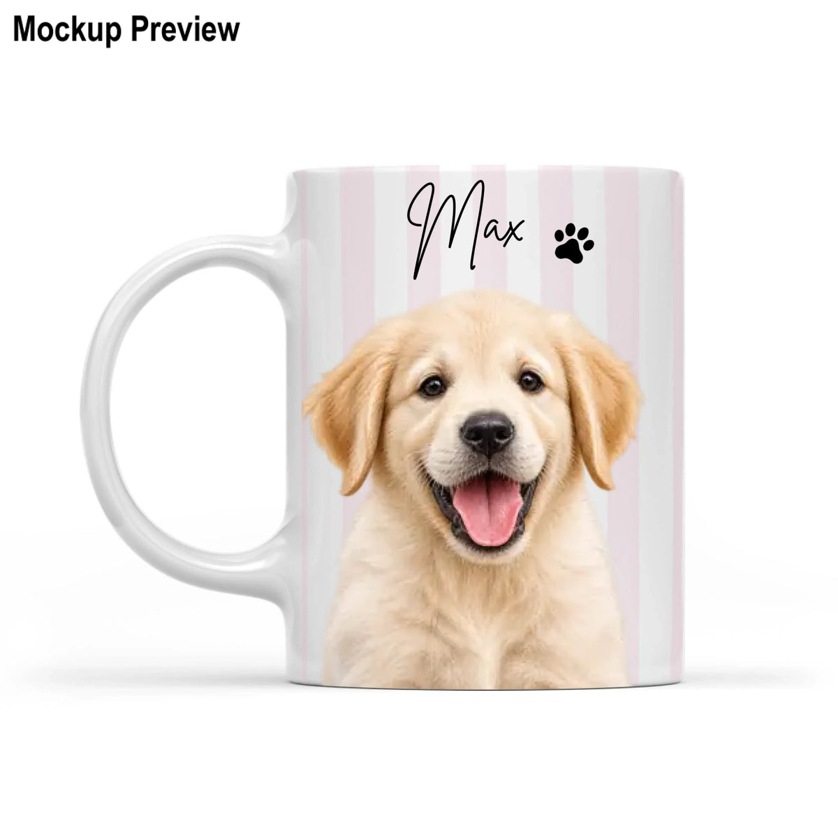 Personalized Pet Photo Mug, Striped Portrait Mug, Gift for Pet Lovers