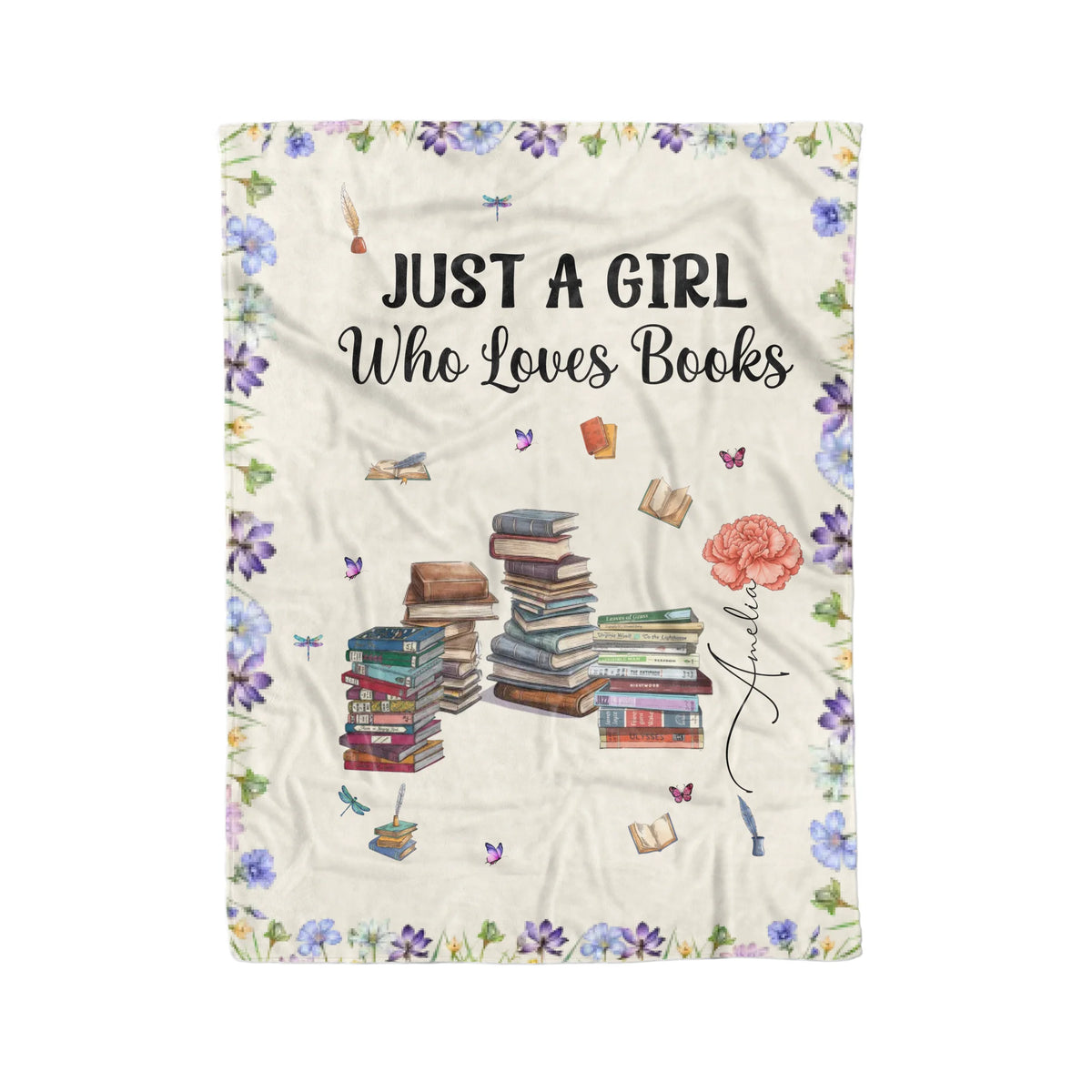 Just A Girl Who Loves Books Blanket Birth Month Flower - Personalized Blanket
