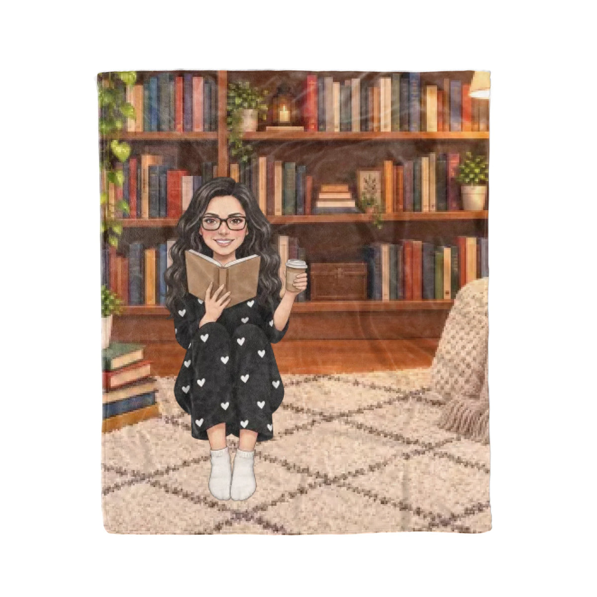 Just One More Chapter Blanket - Custom Bookish Gift for Book Lover, Personalized Girl Reading Books Blanket