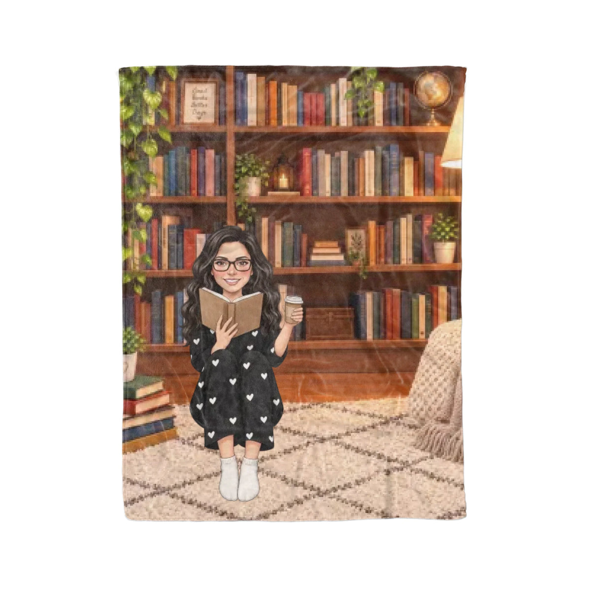 Just One More Chapter Blanket - Custom Bookish Gift for Book Lover, Personalized Girl Reading Books Blanket