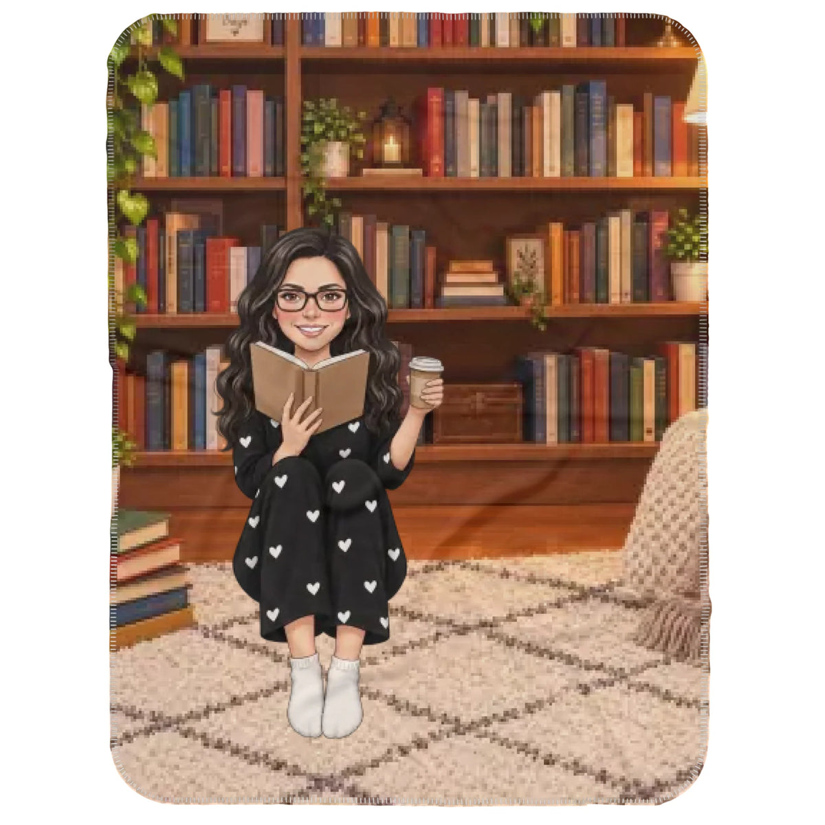 Just One More Chapter Blanket - Custom Bookish Gift for Book Lover, Personalized Girl Reading Books Blanket