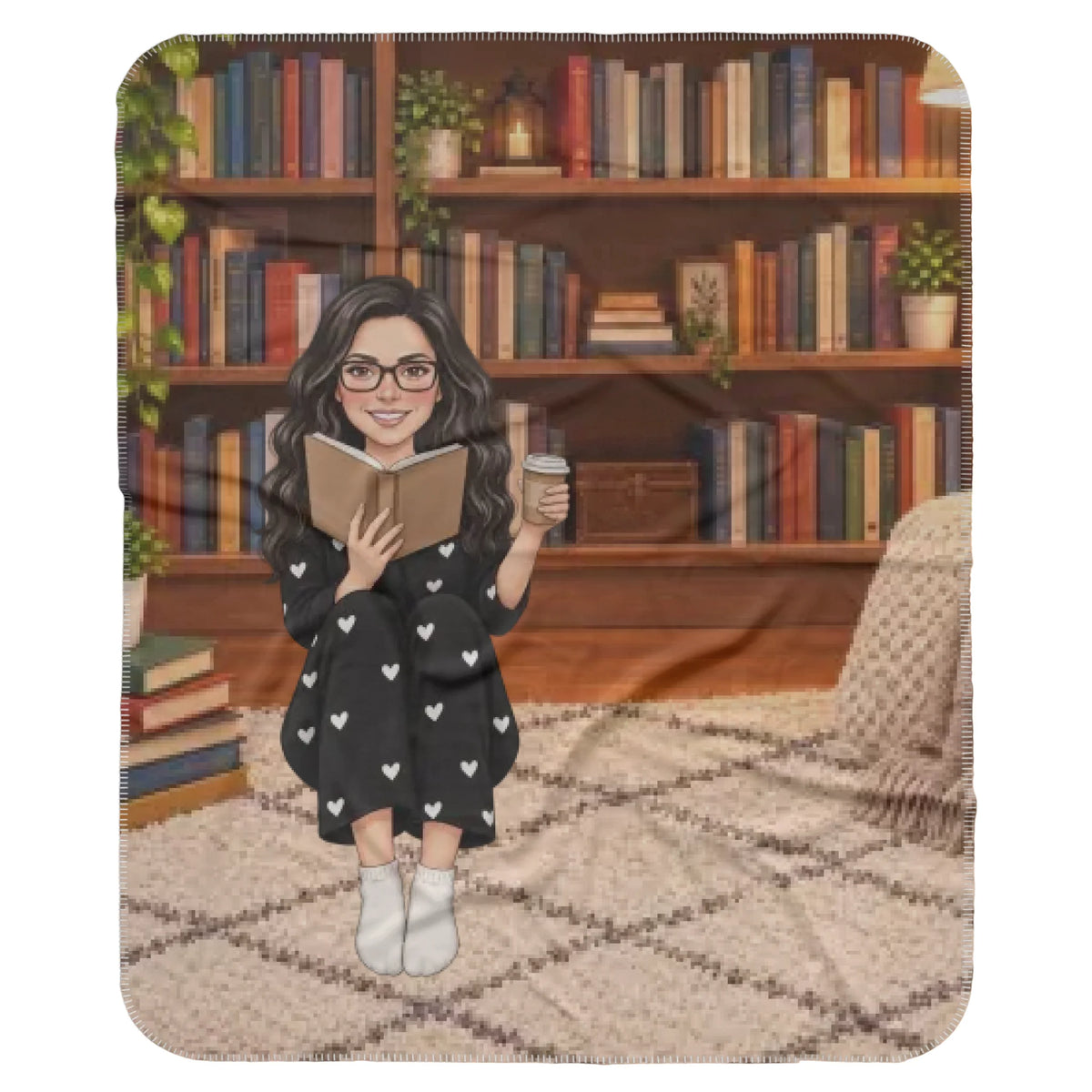 Just One More Chapter Blanket - Custom Bookish Gift for Book Lover, Personalized Girl Reading Books Blanket